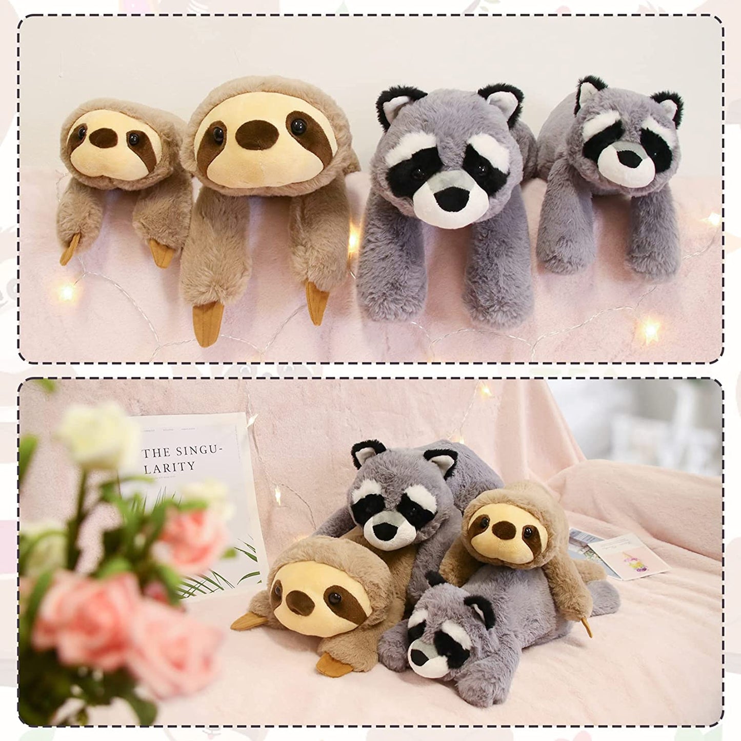 Racoon Weighted Stuffed Animals - Weighted Stuffed Animals for Anxiety, Racoon Weighted Plush Animals Raccoon Stuffed Hugging Plush Animal Toy for Baby, Boys and Girls