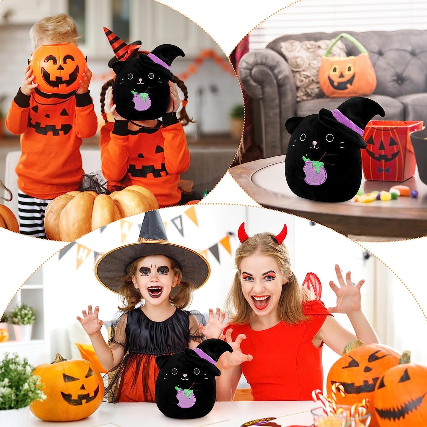 Almohada de peluche para gatos de peluche de animales negros y gatos