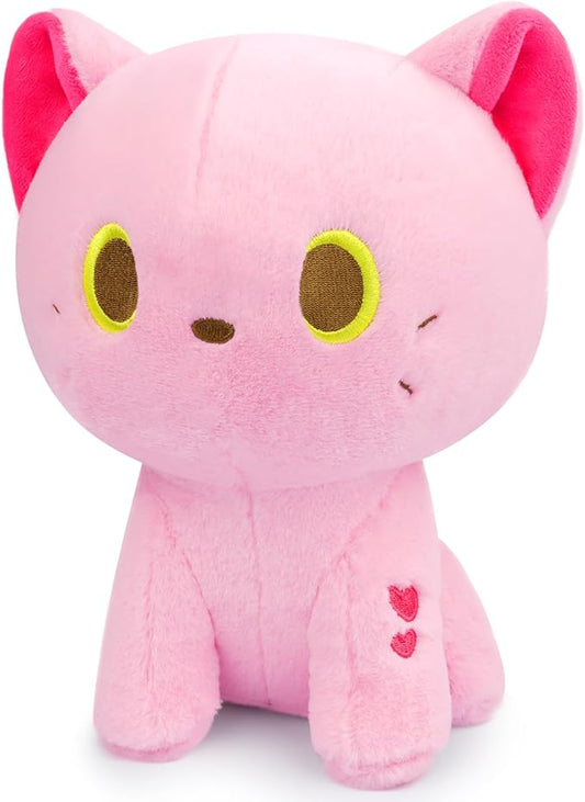 Cat Plush Toy, Cute Pink Cat Stuffed Animals Kawaii Cat Plushie Doll, Creative Soft Stuffed Cat Plush Toys for Kids Boys Girls Birthday Home Decor