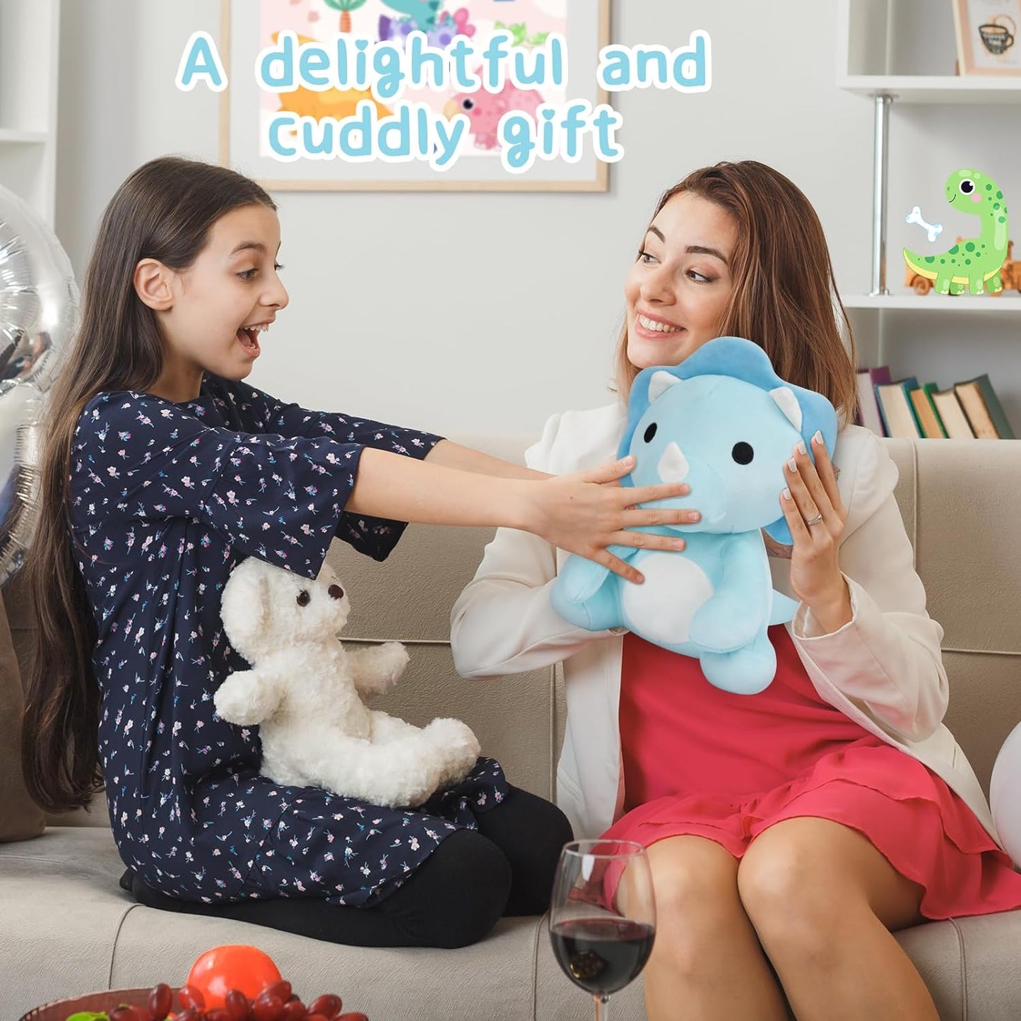 Blue Dinosaur Stuffed Animal, 11inch Triceratops Stuffed Animal Cute Dinosaur Plush, Soft Dino Plush Toy Dinosaur Stuffed Animals for Boys,Girls