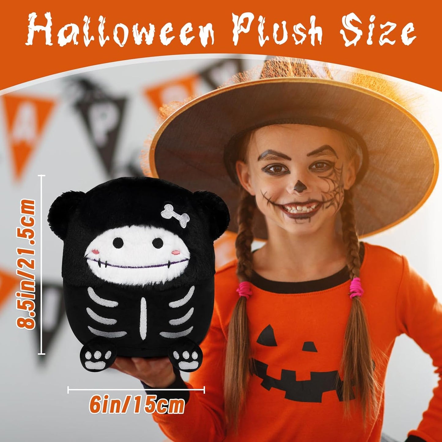 Halloween Plush Skull Halloween Stuffed Animals Toy, Cute for Kids Boys Girls, Kawaii Halloween Decoration Home Decor (Big)