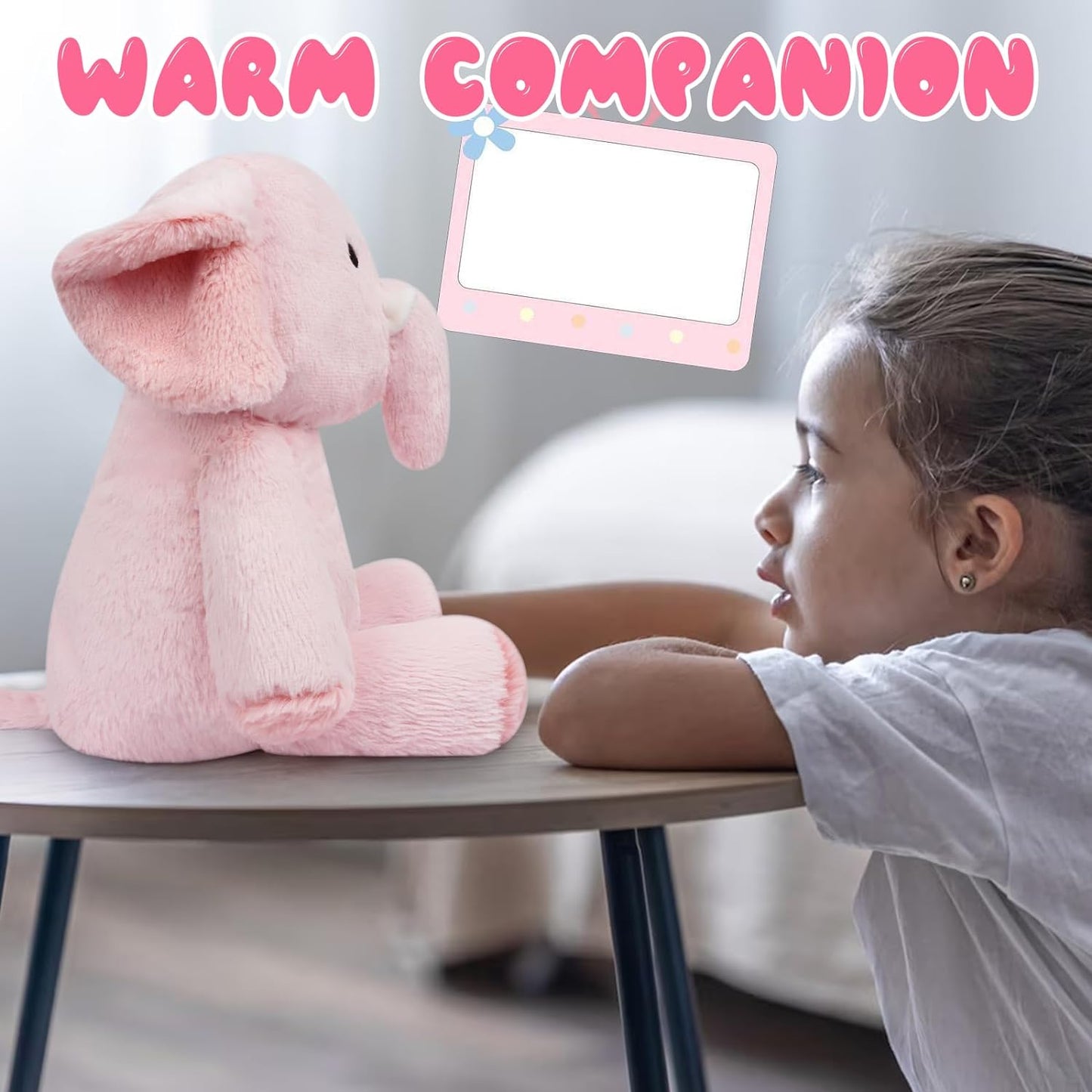 Leokawin Weighted Stuffed Animals, 1.3lbs Weighted Pink Elephant Plush Toy, Kawaii Weighted Plush Elephant Stuffed Animals, Soft Stuffed Elephant Throw Pillow Gift for Kids & Adults