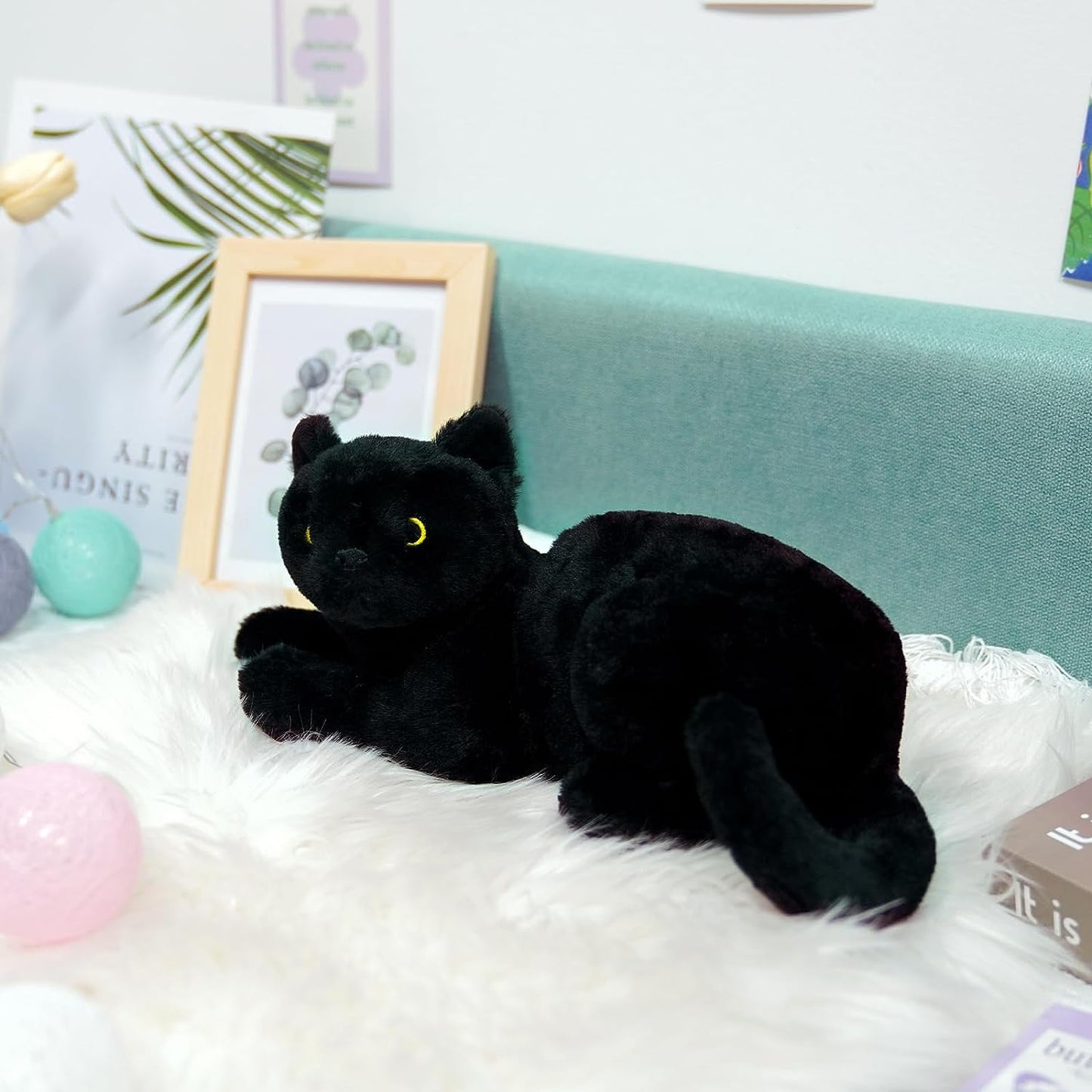 Black cat Stuffed Animal - Cute Black cat Plush Doll - Kawaii Plush cat Stuffed Pillow