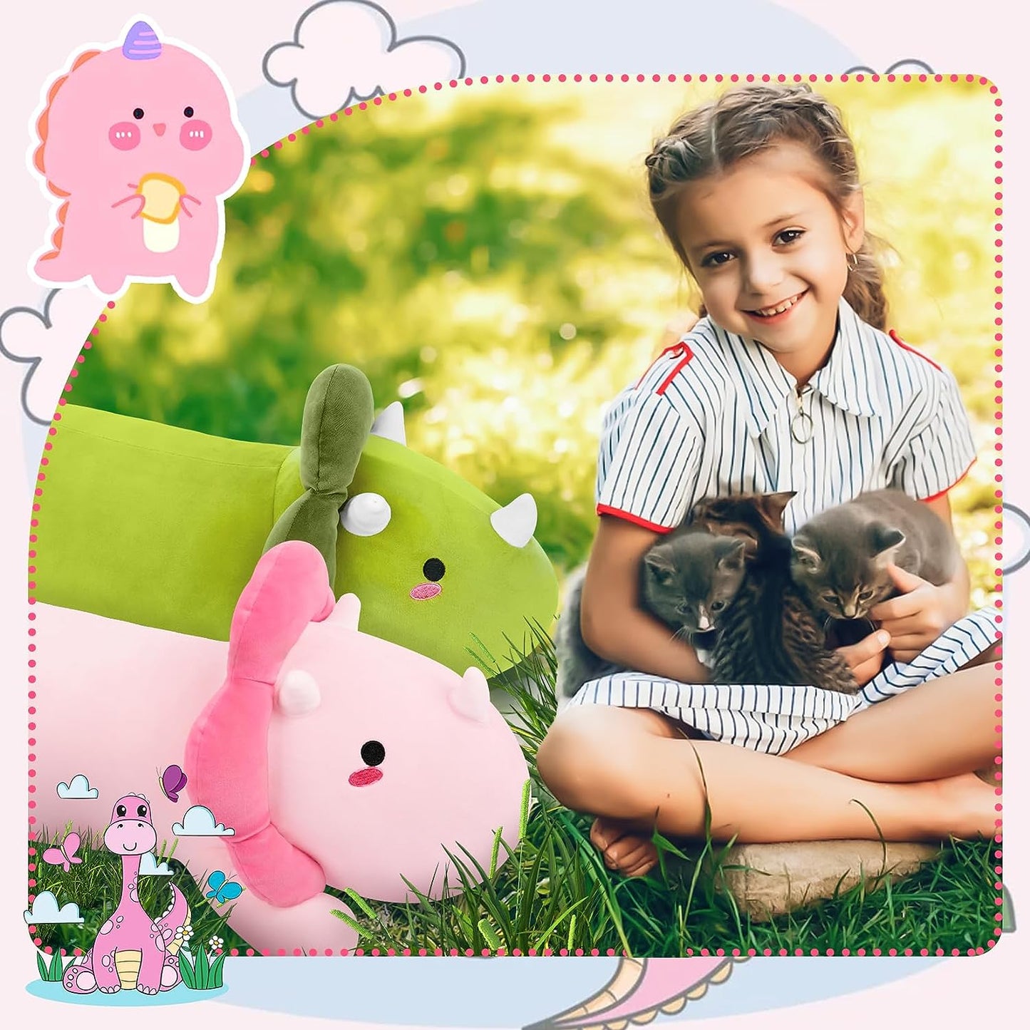 Pink Dinosaurs Body Plush Pillow