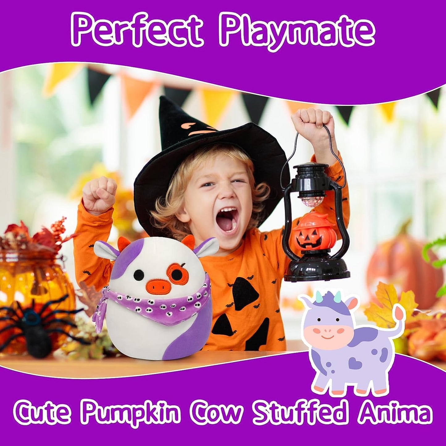 Super Soft Purple Cow Plush Doll Stuffed Animal