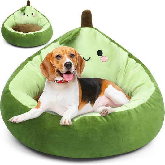 Dog Bed Pet Bed, Cute Calming Dog Bed & Cat Bed, Indoor Washable Dog Bed, Plush Anti-Anxiety Pet Bed for Small Medium Dog & Cat