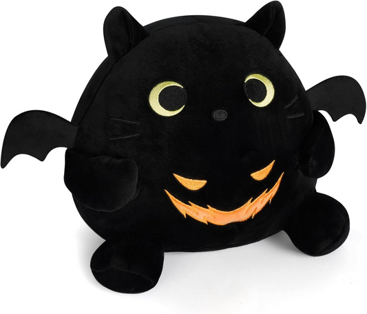 Black Cat Plush Toy with Bat Wings, Cute Black Cat Stuffed Animal Bat Cat Plush