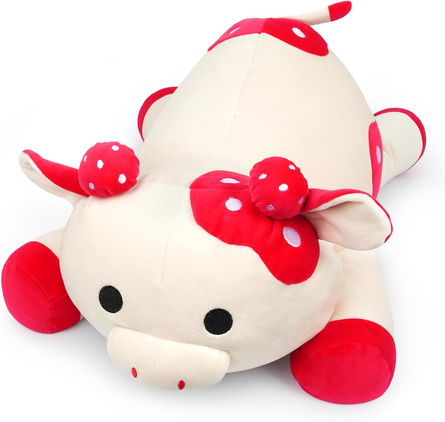 Weighted Cow Stuffed Animal, 21inch 2.4lbs Weighted Plush Mushroom Cow Plush Pillow