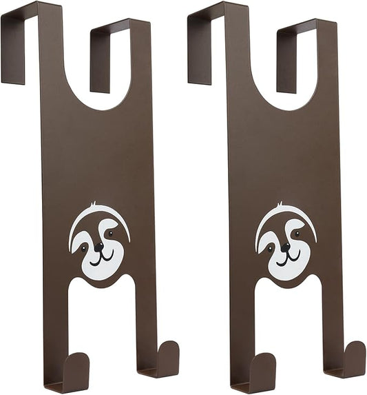 Sloth Over The Door Hooks, 2 Pcs Cute Animal Over The Door Hangers Coat Hooks, Metal Over The Door Hooks Towel Rack Coat Key Holder, Sloth Decor for Office Camper Home Storage Gift Idea