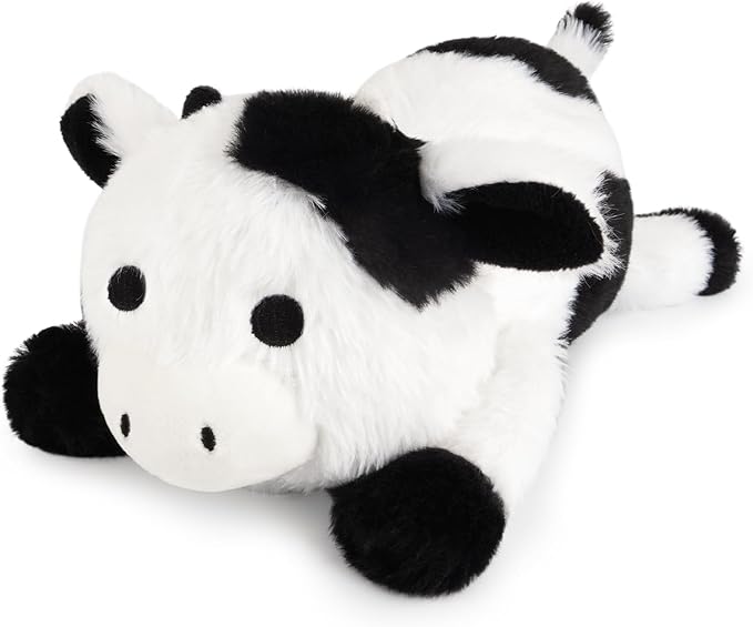 Weighted Stuffed Animals,10 inch Weighted Cow Stuffed Animals,Cute Cow Plushie Dolls Plush Pillow Birthday Gifts for Kids Boys Girls