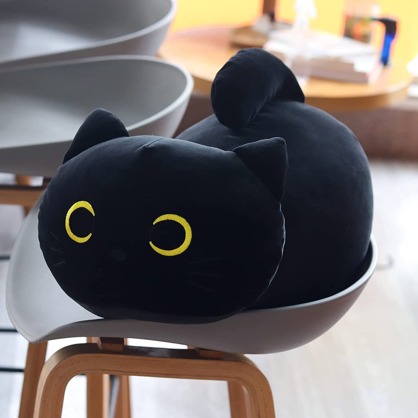 Black Cat Plush, Weighted Black Cat Stuffed Animal Toy, 18.5" Black Cat Plush Pillow Doll, 2.4 Pounds Soft Black Cat Plushies, Plush Cat Doll Toy for Boys Girls Kids