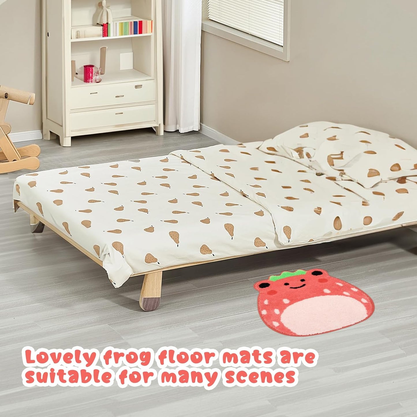 Bathroom Rugs Bathroom Mat, Kawaii Strawberry Frog Bath Rug, Cute Bath Mat Entryway Floor Mat, Non Slip Absorbent Bath Rug for Bathroom 20x24.5inch