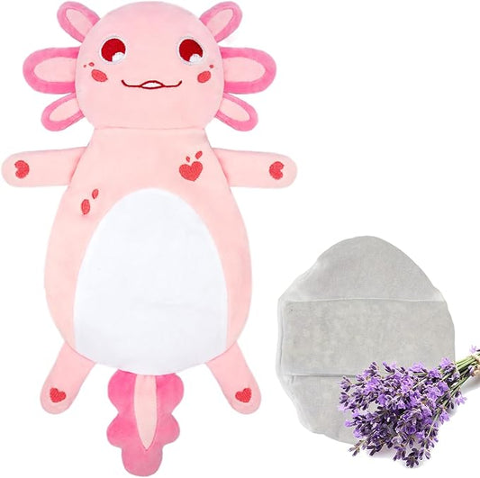 Microwave Heating Pad for Women & Kids, Soft Axolotl Microwavable Period Menstrual Heating Pads, Cute Heatable Warm Stuffed Animal Plush Pillow, Hot & Cold Plushie Toy Gift for Girls