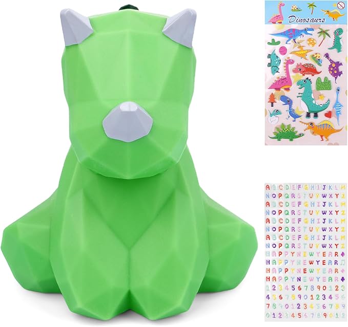 Dinosaur Piggy Bank, Cute Piggy Bank for Kids and Adults, Small Dinosaur Money Bank 3D Piggy Bank Coin Bank, Small Saving Box Christmas Birthday Gift for Boys Girls Kids