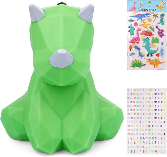 Dinosaur Piggy Bank, Cute Piggy Bank for Kids and Adults, Small Dinosaur Money Bank 3D Piggy Bank Coin Bank, Small Saving Box Christmas Birthday Gift for Boys Girls Kids