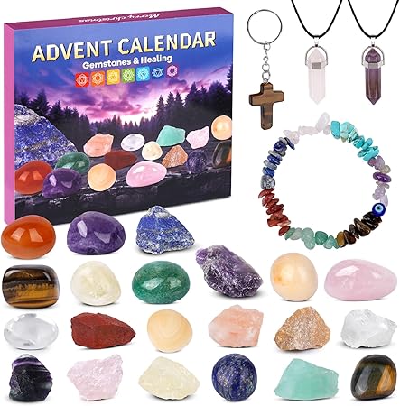 Advent Calendar 2024 Women, 24 Days Christmas Advent Calendar, Crystals Minerals Gemstones Natural Gemstones Advent Calendar, Christmas Xmas Gift for Women