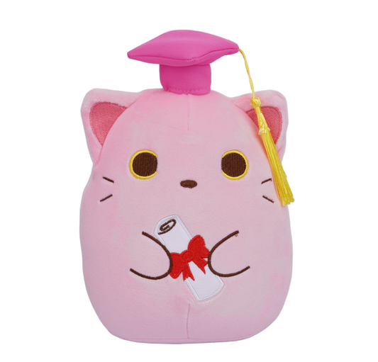 Cat Stuffed Animals Pink Cat Plush,Cat Graduation Plush,Graduation Cat Plush Toy Stuffed Animal Cat for Girls Boys Graduation Party Graduation Gifts