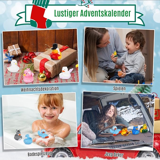 Advent Calendar 2024, Advent Calendar Children Rubber Ducks, 24 Days Ducks Advent Calendar, Christmas Advent Calendar Box for Girls and Boys, Bath Toy for Children