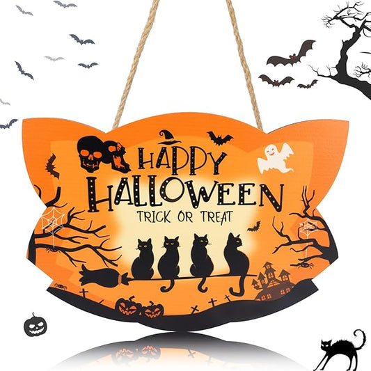 Door Sign,Cat Welcome Sign for Front Door,Cat Front Door Decorations,Door Decorations Hanging for Door Wall Decor