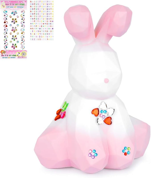 Piggy Bank for Kids, Plastic Piggy Bank Unbreakable Cute Animal Money Bank with DIY Stickers Practical Birthday Gifts for Girls, Home Decoration Kids Piggy Bank for Girls Boys