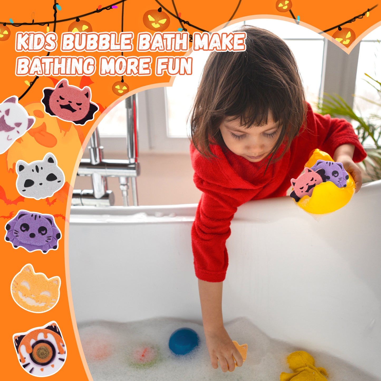 6 Pack Halloween Bath Bombs for Kids, Bubble Bath Bomb Set with Pumpkins Spooky Bats Spiders Basket Stuffers, Halloween Treat Bags Gifts for Kids Girls Boys, Halloween Party Favors