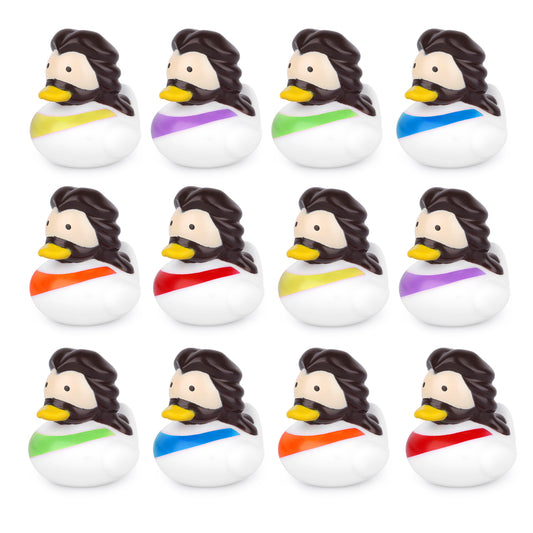 12PCS Little Jesus Rubber Ducks,Colorful Mini Jesus Figurines Ducks for Jeeps Christian Duck Toys, Bath Toy Gifts Jesus Party Favors for Kids, Churches Christian Decoration