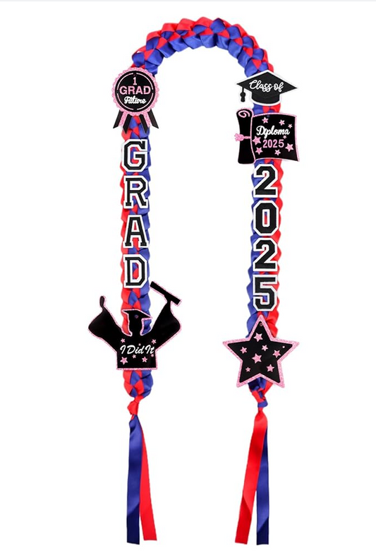 Graduation Leis ,Class of Graduation Ribbon Lei with Butterfly and Pins,Double Handmade Congrats,Graduations Gifts for High School College