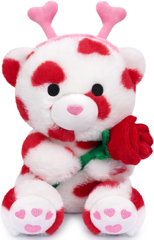 9in Bear Plush Toys,Cute Stuffed Bear with Rose,Kawaii Teddy Bear for Girlfriend,Bear Stuffed Animals for Valentines Day Gift for Girlfriend