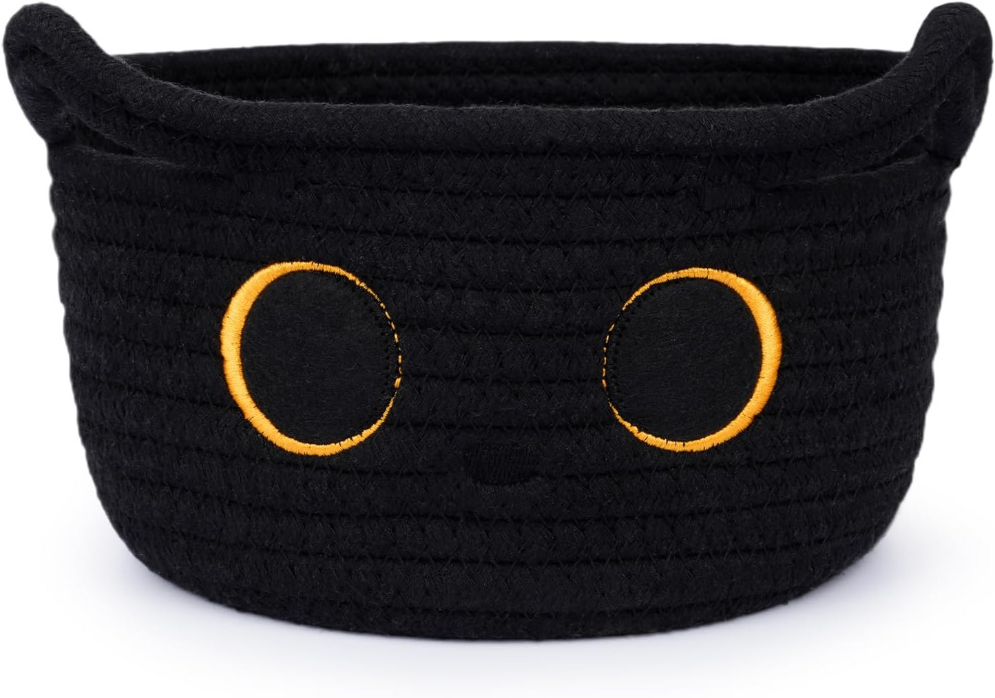 Storage Basket, Black Cat Cotton Rope Baskets Woven Blasket for Nursery, Blanket Basket Organizer With Ears Baby Toy Storage Basket for Gifts