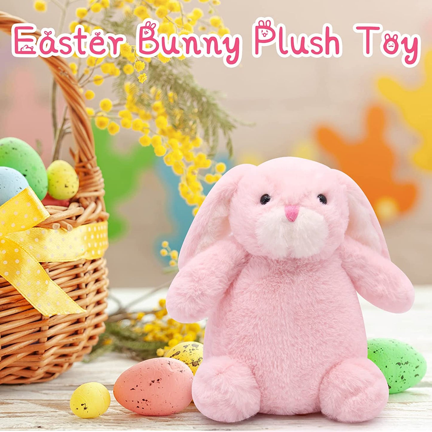 Easter Bunny Plush Stuffed Animals Toy, Soft Cute Easter Plush Bunny Plushie Stuffed Bunny Rabbit Plush Toy, Kawaii Cartoon Rabbit Doll for Kid Boys Girls Birthday Easter Day Gifts Decor