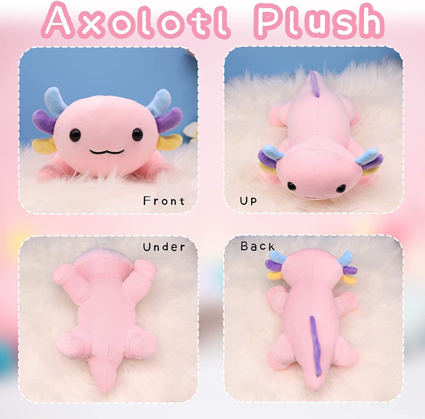 Axolotl Plush Toys 11'' Soft Cute Axolotl Stuffed Animals, Kawaii Axolotl Plushie Pillow Toys, Pink Axolotl Plush Toy Stuffed Axolotl Plush Pillow for Birthday Christmas Kids Gifts Home Car Decoration