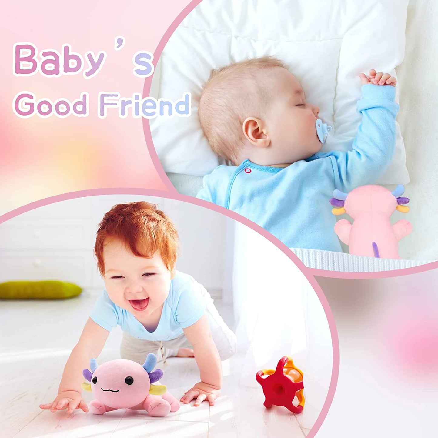 Axolotl Plush Toys 11'' Soft Cute Axolotl Stuffed Animals, Kawaii Axolotl Plushie Pillow Toys, Pink Axolotl Plush Toy Stuffed Axolotl Plush Pillow for Birthday Christmas Kids Gifts Home Car Decoration