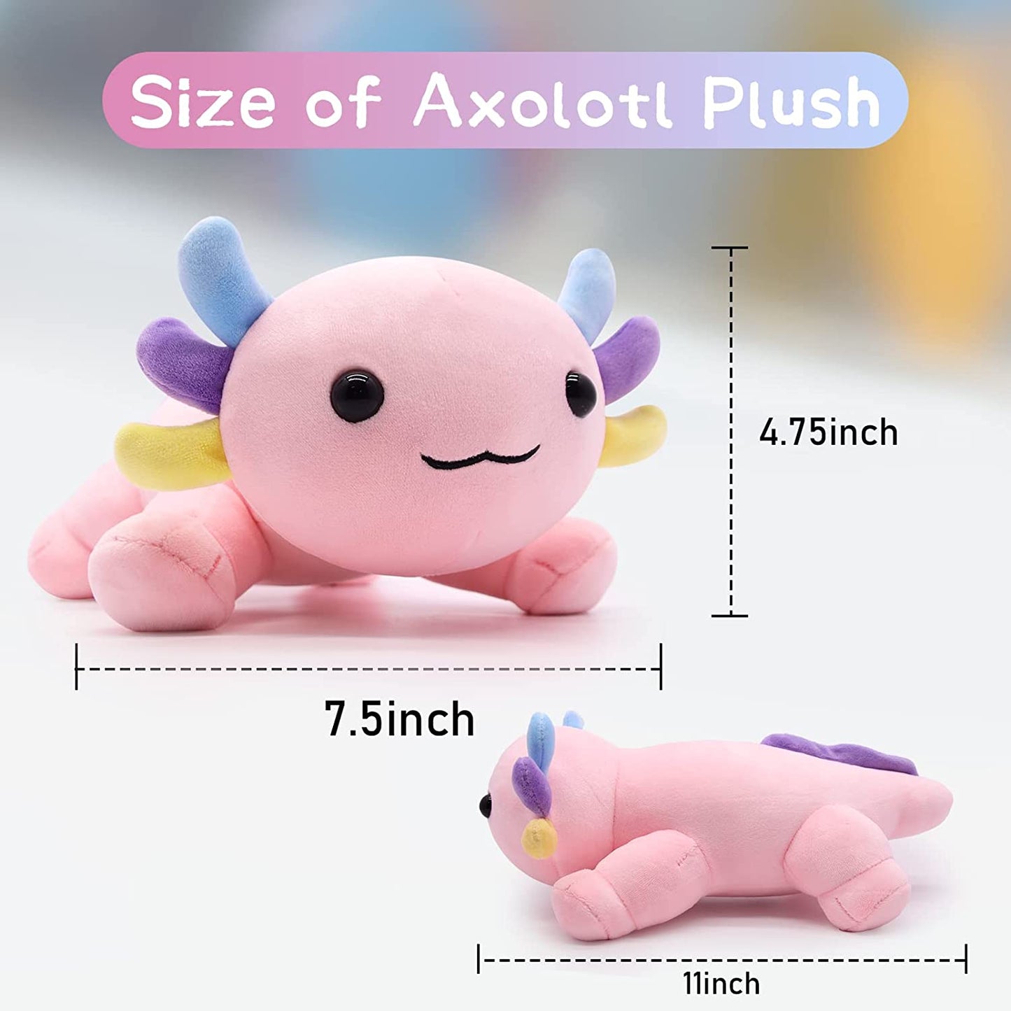 Axolotl Plush Toys 11'' Soft Cute Axolotl Stuffed Animals, Kawaii Axolotl Plushie Pillow Toys, Pink Axolotl Plush Toy Stuffed Axolotl Plush Pillow for Birthday Christmas Kids Gifts Home Car Decoration