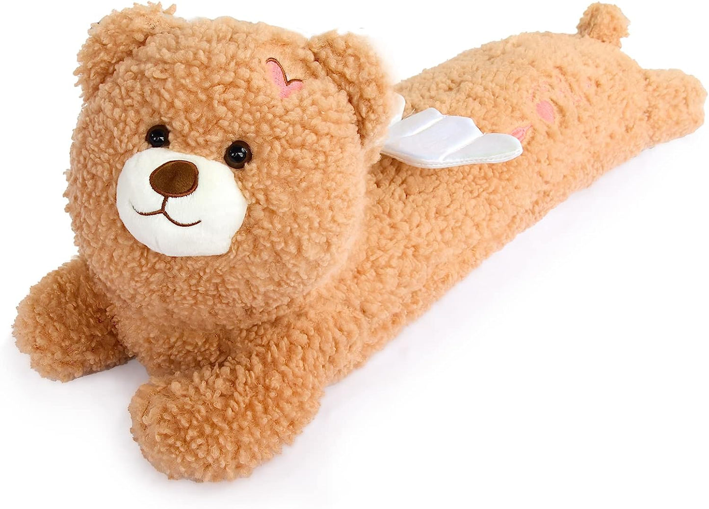 Long Teddy Bear Plush Pillow, 30" Big Bear Stuffed Animal Toys, Soft Teddy Bear Higging Pillow Doll, Cute Giant Sleeping Animal Body Pillow, Bear Plushies Doll Gift for Kids Girlfriend, White