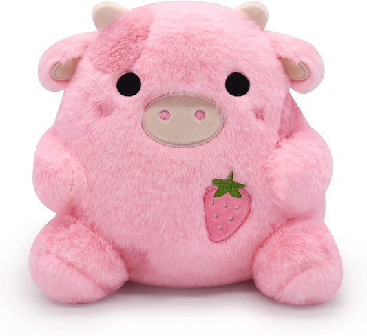 Strawberry Cow Plushie Pillow Cow Stuffed Animal Toys, Cute Strawberry Cow Plush Home Decorations, Soft Stuffed Cow Doll Lovely Gifts for Kids (Strawberry Cow)