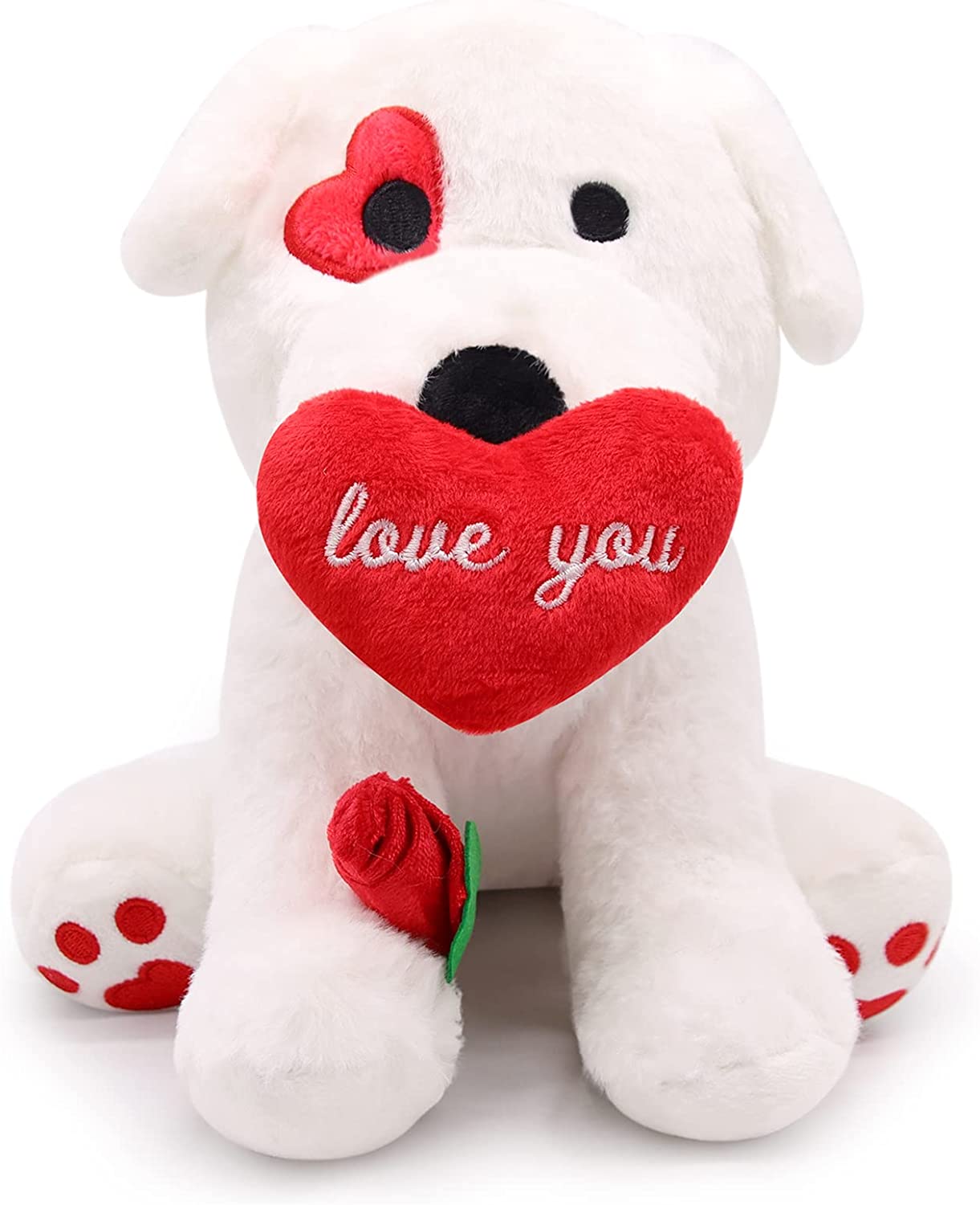 Valentines Day Gifts for Women Kids Wife Girlfriend , l Love You Dog Stuffed Animals with Rose, Dog Plush Gift for Her, Perfect for Graduation, Birthday Valentine's Day Decorative Gift