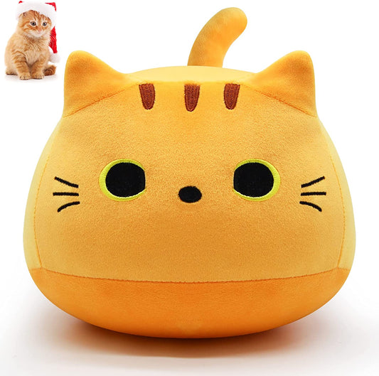Cute Fat Cat Plush Pillow Toys, 9" Kawaii Yellow Cat Stuffed Animal Soft Cat Plushie Pillow Toy Cat Pillow Plush Stuffed Cat Plush Pillow for Kids Birthday Christmas Home Decoration