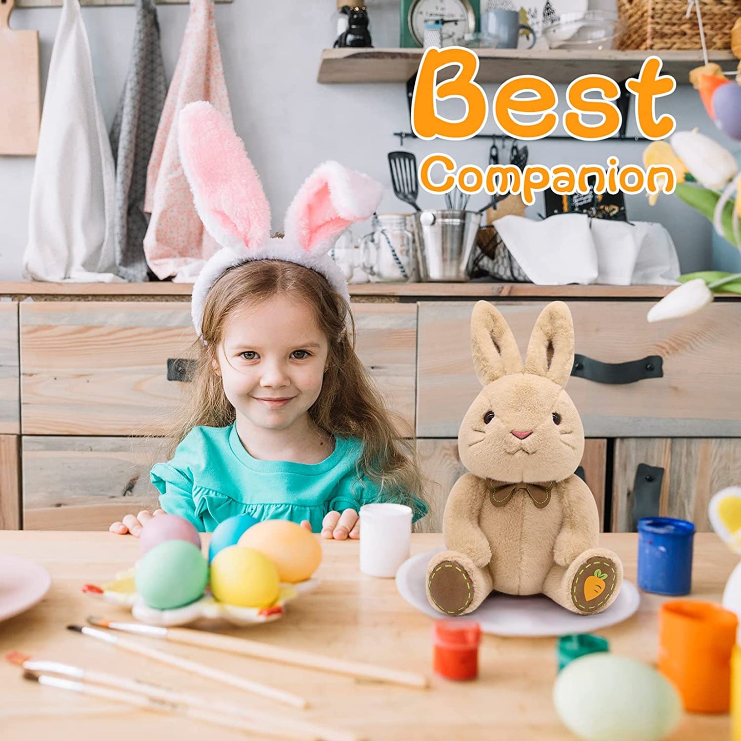 Easter Bunny Plush Bunny Stuffed Animal Rabbit, Cute Bunny Plushie Stuffed Bunny Rabbit Plush, Soft Brown Bunny Plush Rabbit Doll Gifts for Kids Boys Girls Birthday Easter Day Decorations