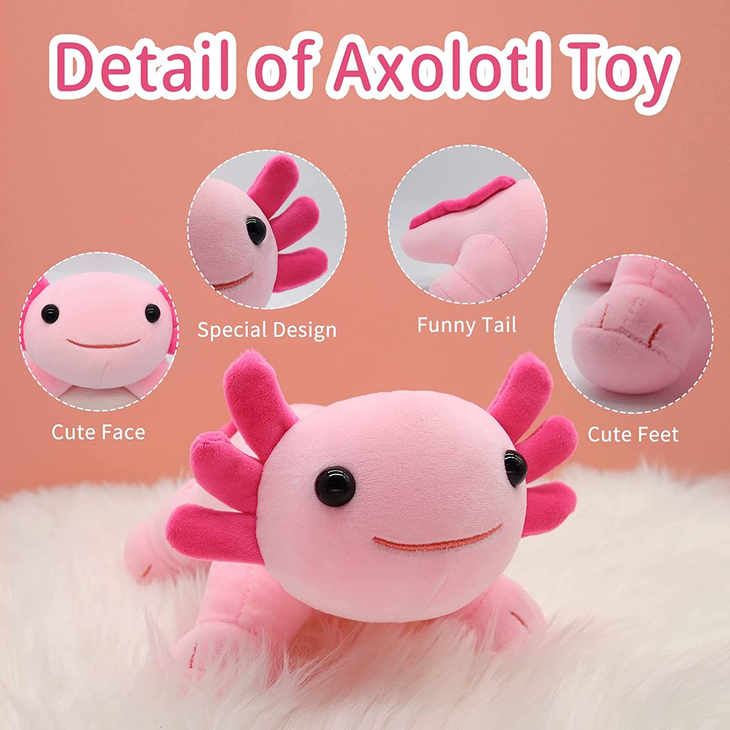 Axolotl Plush Toys 10.5'' Cute Axolotl Stuffed Animal, Kawaii Axolotl Plushie Pillow Doll, Blue Axolotl Plush Toy Cute Axolotl Plush Toy Pillow for Kids Birthday Home Decoration
