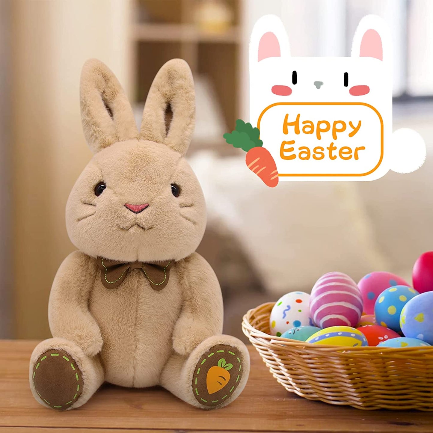 Easter Bunny Plush Bunny Stuffed Animal Rabbit, Cute Bunny Plushie Stuffed Bunny Rabbit Plush, Soft Brown Bunny Plush Rabbit Doll Gifts for Kids Boys Girls Birthday Easter Day Decorations