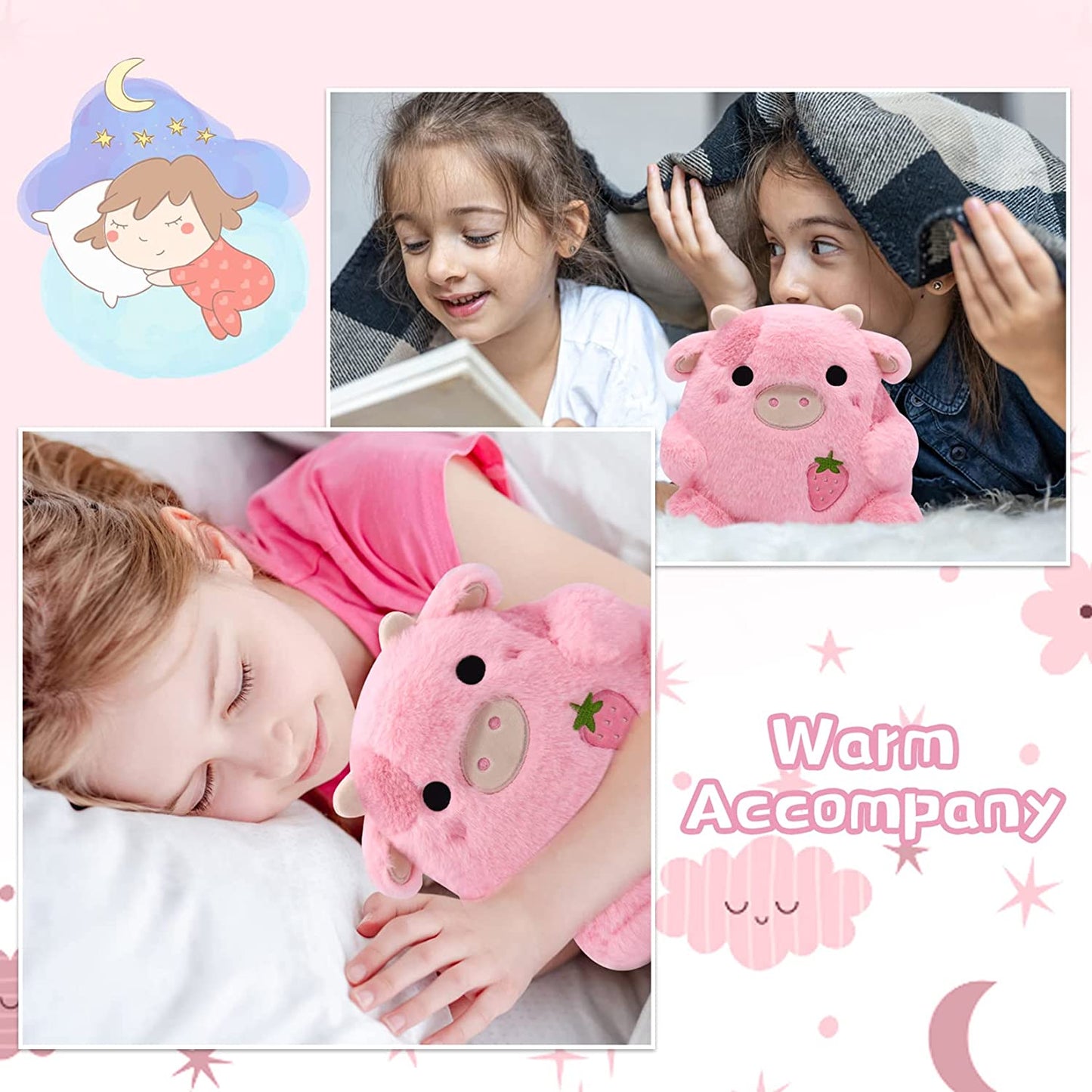 Strawberry Cow Plushie Pillow Cow Stuffed Animal Toys, Cute Strawberry Cow Plush Home Decorations, Soft Stuffed Cow Doll Lovely Gifts for Kids (Strawberry Cow)