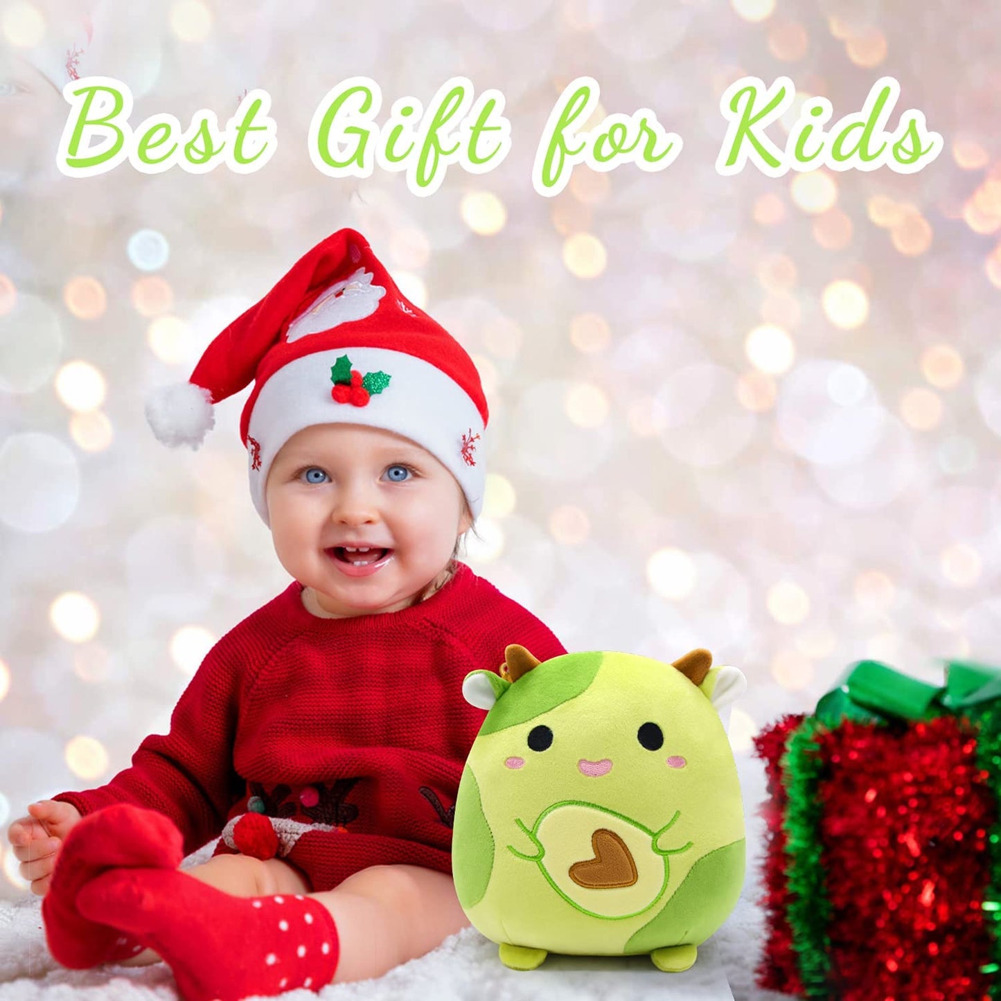 Cow Stuffed Animal Cow Plush Pillows Toys, Kawaii Cow Plushie Green Avocado Plush Stuffed Cow Plush Toy, 3D Cute Soft Avocado Cow Pillow for Kids Friend Christmas Birthday Gifts Home Car Decoration