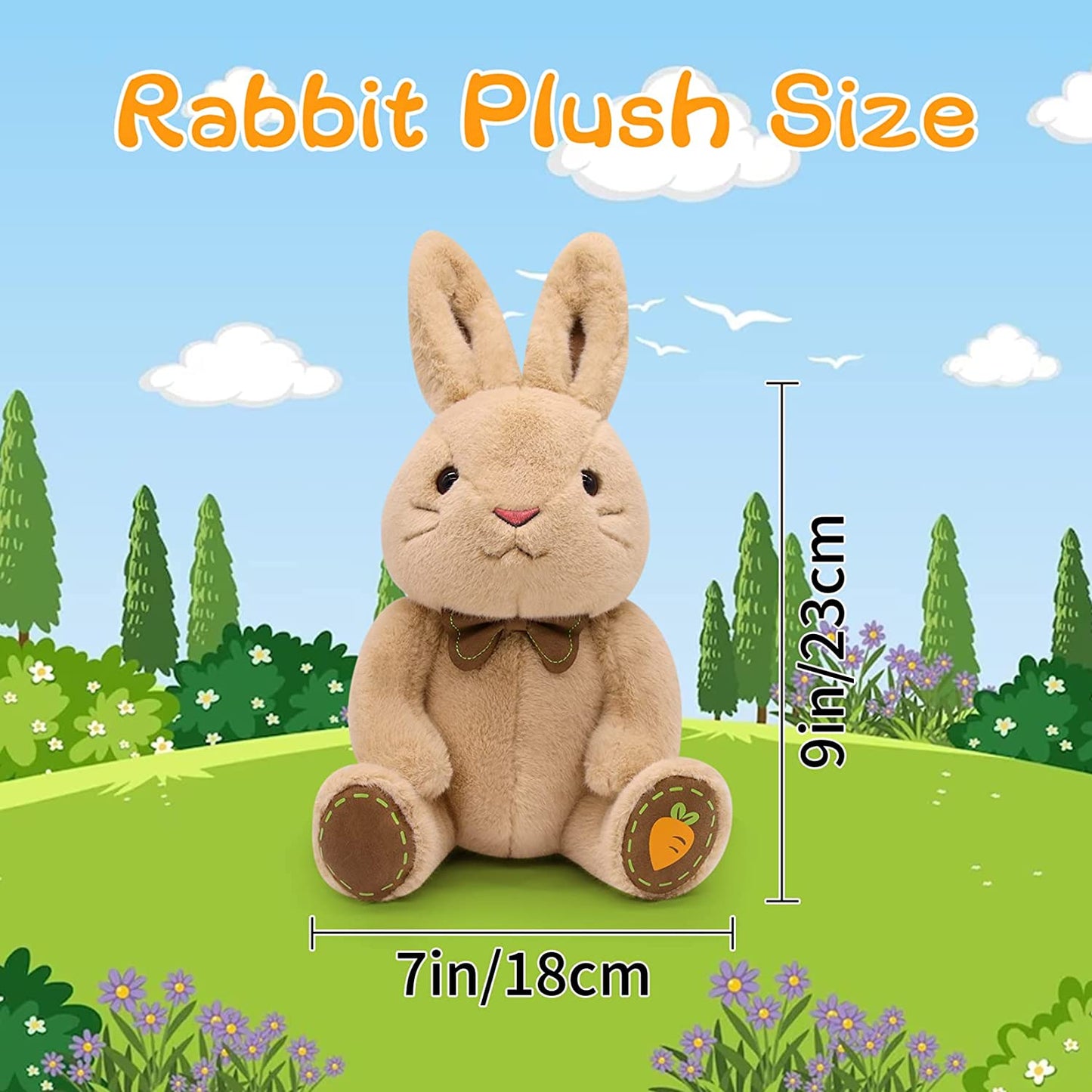 Easter Bunny Plush Bunny Stuffed Animal Rabbit, Cute Bunny Plushie Stuffed Bunny Rabbit Plush, Soft Brown Bunny Plush Rabbit Doll Gifts for Kids Boys Girls Birthday Easter Day Decorations