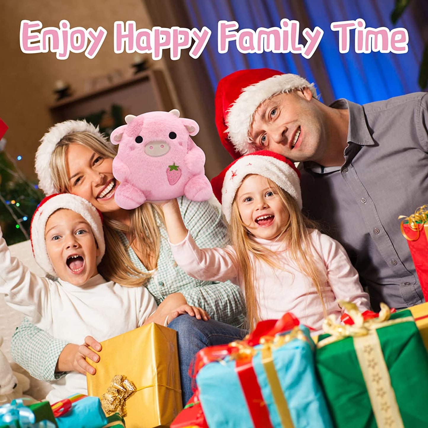 Strawberry Cow Plushie Pillow Cow Stuffed Animal Toys, Cute Strawberry Cow Plush Home Decorations, Soft Stuffed Cow Doll Lovely Gifts for Kids (Strawberry Cow)