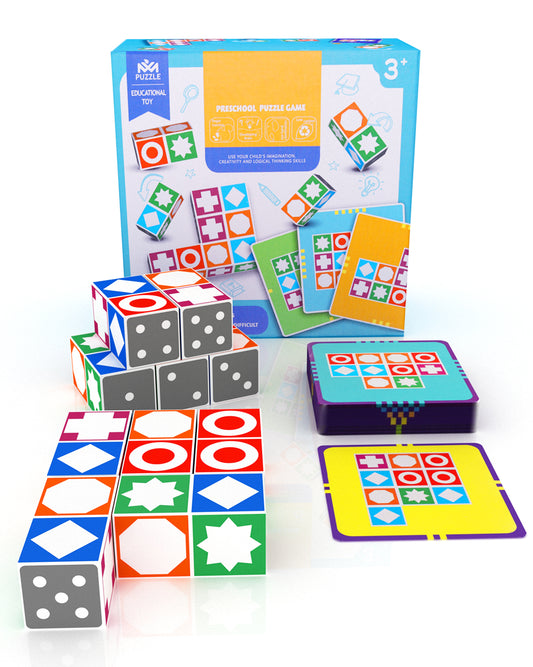 New Wave Games Puzzle Matchs Game, 2021 New Games Wooden Children Toys Puzzle Board Games for Family Night, Educational Logical Thinking Match Board Games Toys for Adults Kids 3 Ages +