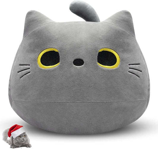 Gray Cat Plush Pillows Toys, 12" Kawaii Gray Cat Stuffed Animals Plush Toys, Cute Soft Cat Plushie Gray Cat Pillow Stuffed Cat Toys for Birthday Christmas Halloween Kids Gifts Home Car Decoration