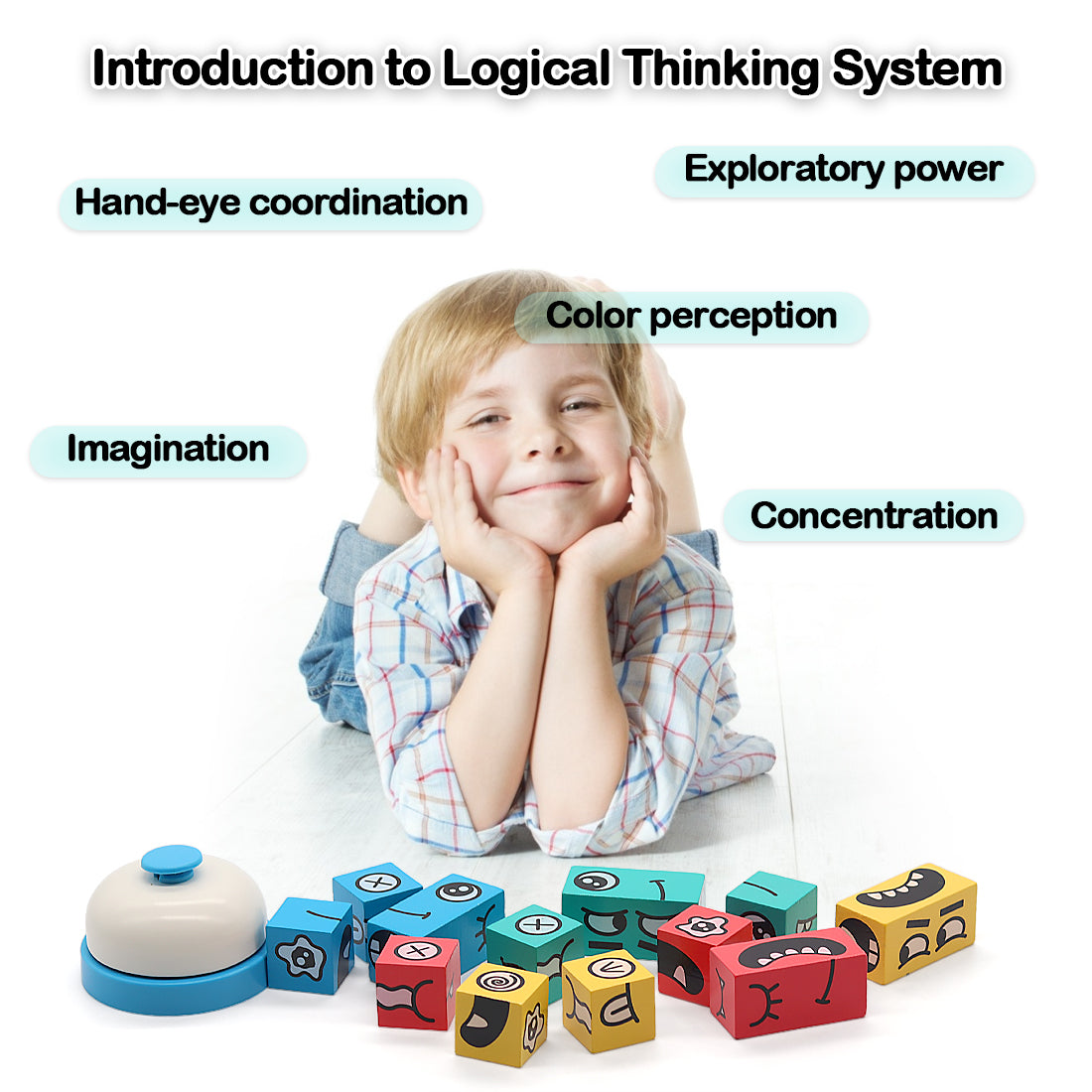 Wooden Expressions Matching Block Puzzles,Face-Change Rubiks Cube Game Educational Puzzle Board Games Toy Magic Cube Building Blocks Game for Kids Preschool Ages 3 Years and Up