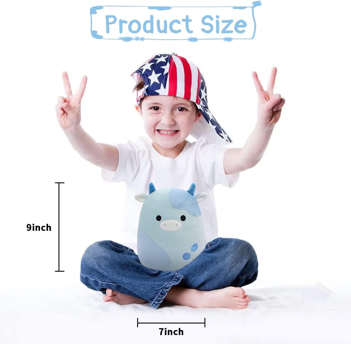 Blueberry Cow Stuffed Animal Cow Plush Pillows Toys, 9” Kawaii Blueberry Cow Plushie Blue Stuffed Cow Plush Toy, 3D Cute Soft Blueberry Cow pillow for Christmas Birthday Kids Gifts Home Car Decoration