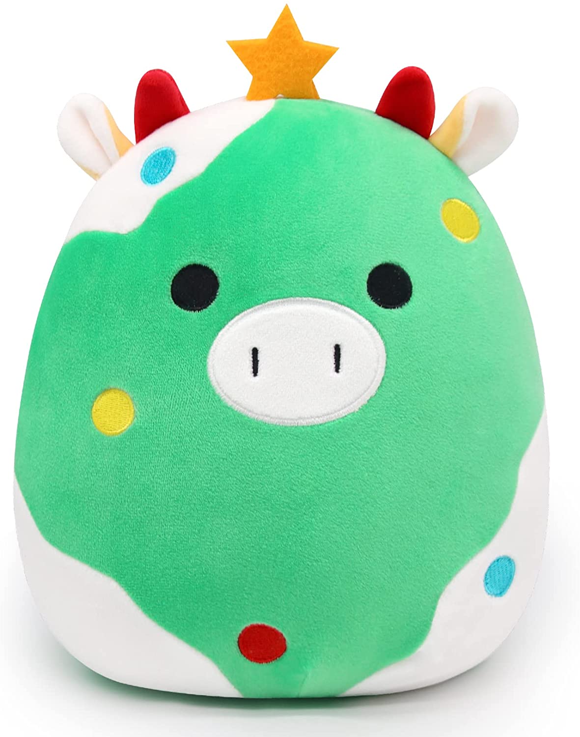 Christmas Cow Stuffed Animals Pillow, 3D Cute Cow Plushie Toy, Kawaii Cow Plush, Cow Pillow Plush for All Ages, Gift for Christmas Birthday Halloween Home Decoration