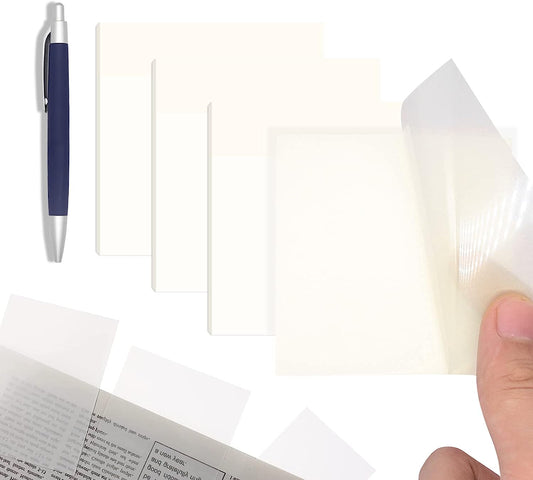 600 Pcs Transparent Sticky Notes 12 Pads,3 x 3 inch Clear Sticky Notes,Waterproof Reusable Memo Pads Note Taking Supplies with Ballpoint Pen, Suitable for Back to School Day, Office,Home,Meeting Room